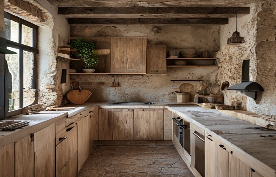 Cocina renovada en vivienda antigua de Cardona