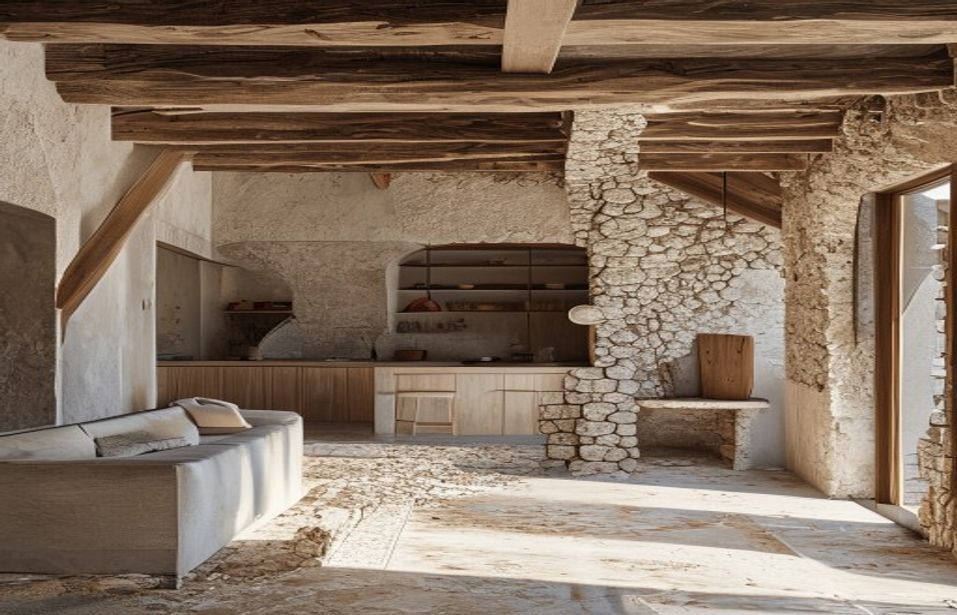 Vivienda antigua rehabilitada en Cardona con piedra y madera