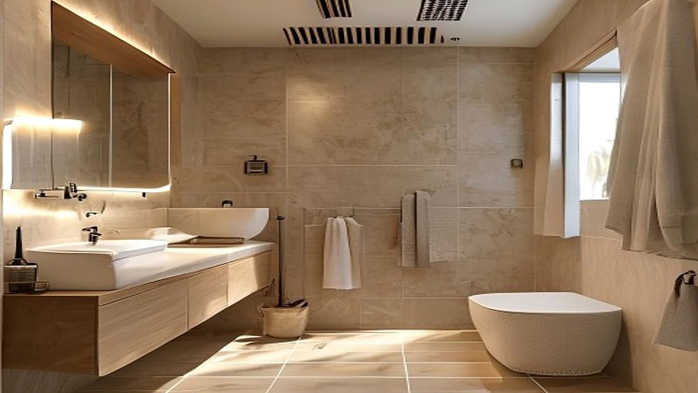 Baño reformado en Manresa con ducha de obra y mueble de madera