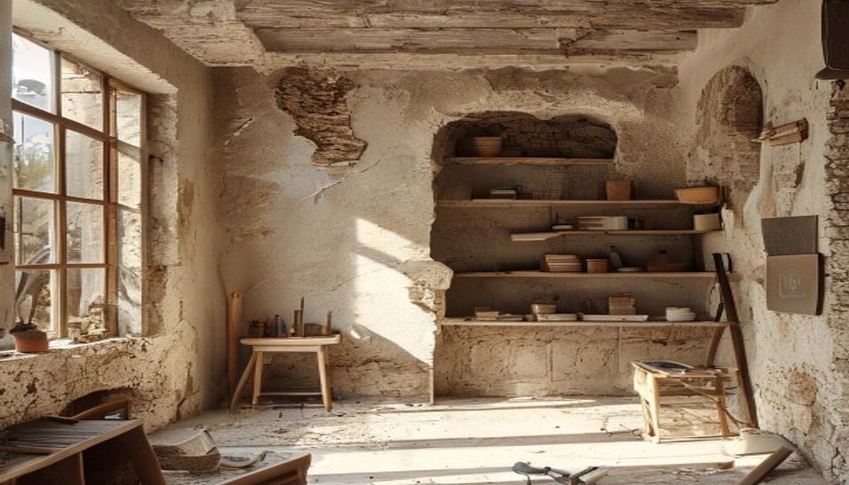 Rehabilitación de vivienda antigua en Manresa con muros y vigas originales