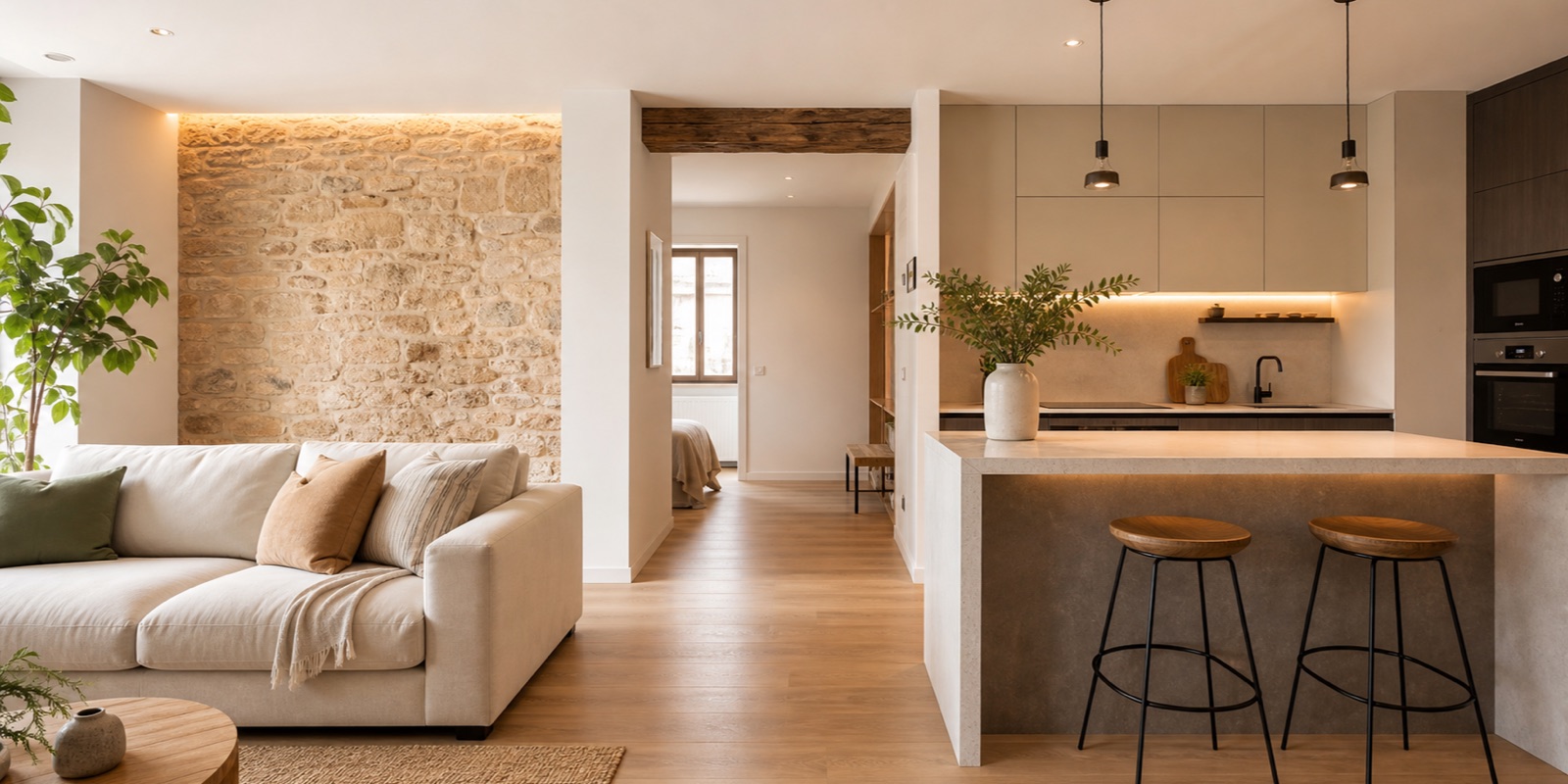 Casa reformada en Artés con cocina abierta y acabados prácticos